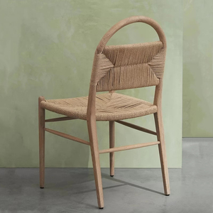 Set di Sedie da Pranzo in Teak Massiccio Personalizzabile, Seduta e Schienale in Corda Intrecciata a Mano, Impermeabile ed Ecologico per Esterni Commerciali - Product Image 4