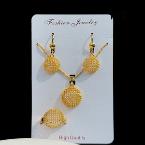 Set di Gioielli Stile Dubai Placcato Oro 24K, Lussuoso Set 3 in 1 con Collana, <span class=keywords><strong>Orecchini</strong></span> e Anello per Sposa e Uso Quotidiano - Product Image 6