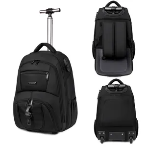 Custom 19 20 Inches Rolling Computer Bags Lady's Back Pack Wheel Laptop Business Backpack Trolley Bag