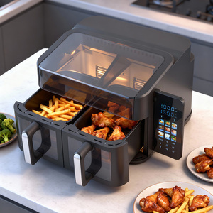 Freidora de Aire Digital Doble de <span class=keywords><strong>9L</strong></span> (4.5L + 4.5L) con Tapa Visible, 2400W de Alta Potencia para Cocinar en Familias Grandes - Venta al por Mayor, Novedad - Product Image 1