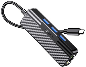 Jokade USB-C 4 In 1 Hub <b>Adapter</b> 3xUSB 3.0 1xRJ45 Gigabit <b>Ethernet</b> Black JC009-F - Product Image 1