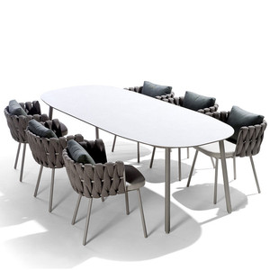 Fauteuils et table de café de jardin modernes, mobilier d'extérieur pour patio, restaurant, canapé de jardin <span class=keywords><strong>en</strong></span> corde tressée, cour, hôtel, parc - Product Image 3