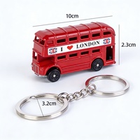 Porte-clés vintage en métal style britannique, modèle souvenir touristique : Bus de Londres, Boîte aux lettres, Cabine téléphonique nostalgique, Pendentif clé