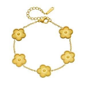 Оптовая продажа с фабрики: набор регулируемых браслетов-бэнглов с позолотой 18 карат и дизайном четырехлистного клевера для женских аксессуаров, люксовый дизайн - Product Image 1