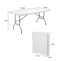 Mesa Plegable Rectangular de Plástico HDPE Blanca de 180 cm (6 pies) para Eventos al Aire Libre y Bodas, Muebles Contemporáneos para Exteriores