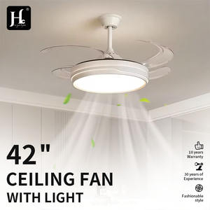 Ventilador de Techo Moderno de 42 Pulgadas con Motor de CC Retráctil Invisible de 4 Aspas, Luz LED, Control Remoto, 6 Velocidades, Material de Hierro, Ahorro de Energía - Product Image 6