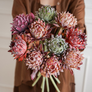 Ramo de Flores Artificiales de Protea, Colores Mezclados, Decoración para el Hogar, Accesorios para Bodas - Product Image 1