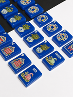 Ensemble de Mahjong Moderne de Luxe en Acrylique Bleu avec Emballage Personnalisé, Résistant à l'Eau et Portable pour Fêtes en Jardin