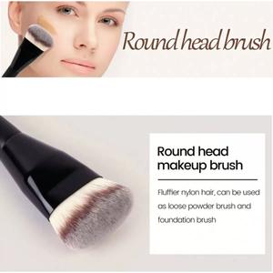 YRX Juego de 3 Brochas de Maquillaje Faciales Personalizadas, Brocha para Base de Maquillaje, Pelo Sintético, Mango de Madera, Negro Mate, Brochas Angulares Densas para Base de Maquillaje - Product Image 6