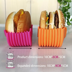 Soporte de silicona reutilizable para hamburguesas, bandeja fija anticaída para hamburguesas, clip de almacenamiento de alimentos manos libres, soporte portátil para hamburguesas, cocina - Product Image 2
