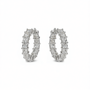 Orecchini a Cerchio con Zirconi Taglio Princess Dorati per Donne, Gioielli Classici da Festa, Orecchini alla Moda con Montatura in Lega - Product Image 1