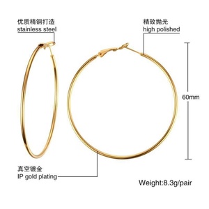Boucles d'oreilles créoles fines en acier inoxydable, style européen et américain, grandes et exagérées, pour femmes - Product Image 6