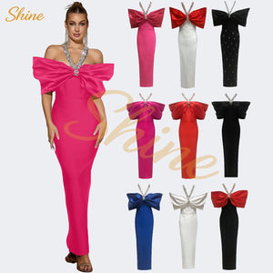 Abito da Sera a Sirena Completamente Personalizzato di Lusso con Grande Fiocco e Spalle Scoperte, Elegante Abito Lungo Bianco da Cena - Product Image 2