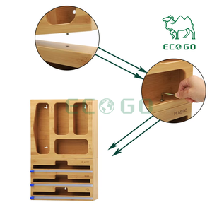 Organizador de almacenamiento de bolsas Ziplock de bambú para montaje en pared, dispensador de papel de aluminio, organizador de bolsas Ziplock - Product Image 4