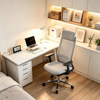 Chaise de bureau ergonomique pivotante moderne à dossier haut réglable en maille grise pour salle de direction