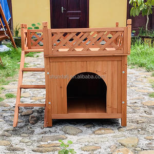 SDD001 kandang anjing kayu dalam ruangan modis dengan pola cetak rumah hewan peliharaan luar ruangan dan tangga kandang anjing untuk anjing kecil - Product Image 1