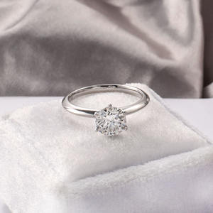 Offre Spéciale femmes classique six prong 2ct diamant rond taille brillant 18k bague en or massif moissanite diamant - Product Image 4