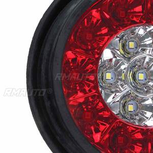 2 ou 4 pièces, feux arrière ronds 12V 16 LED ambre/rouges pour voiture, feux de brouillard arrière, feux stop, feux de recul pour camion, remorque, poids lourd - Product Image 3