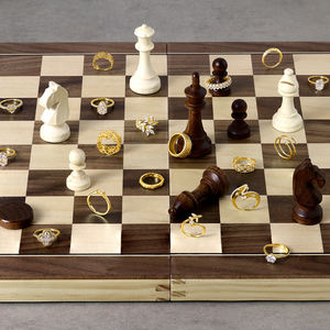 Anillos de Compromiso y Boda de Moda para Mujer Checkmate Winning Move de Plata 925 Chapada en Oro de 18K y Rodio Fino con Circonitas 5A 8A - Product Image 1