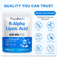 Suplemento de Fibra Dietética Acentiallabs, Cápsulas Blandas de Ácido R-alfa Lipoico con Aceite de Coco para Apoyar el Metabolismo y la Vitalidad Diaria