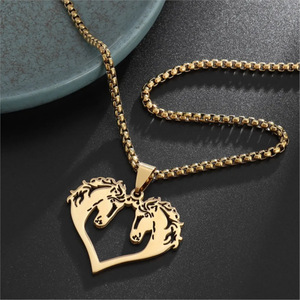 Collana con Ciondolo Cavallo in Acciaio Inossidabile 316L, Catena Unisex Trendy per Feste Autunno/Inverno, Stile Hip Hop - Product Image 5