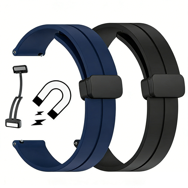20mm Magnetic Buckle Adjustable Silicone Rubber Sports Watch Band Strap with Custom Logo Option