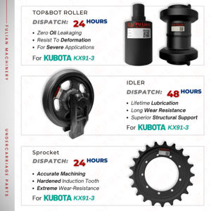 KX91 Suku Cadang Pengganti Jalur Undercarriage KX91-3, Rol Jalur Bawah untuk Ekskavator Mini Kubota - Product Image 3