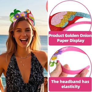 BY New Hawaiian Party Summer Beach <span class=keywords><strong>Bandeau</strong></span> Cocotier et Flamingo Coiffe <span class=keywords><strong>Robe</strong></span> florale pour la décoration pour les femmes - Product Image 4