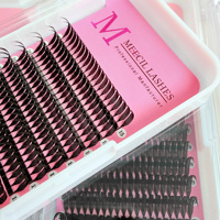 Extensions de cils préfabriquées en boîte, personnalisables, synthétiques, véganes, sans cruauté, douces, effet manga, en éventail