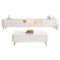 Meuble TV blanc minimaliste moderne Table basse en marbre de luxe pour salon Combinaison de meuble TV
