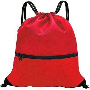 Free Sample Packaging Polyester Sports <b>Backpack</b> Drawstring Bag with Pouch - Product Image 5