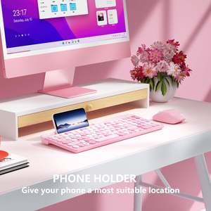 XISOGUU Ultra Thin Retro Wireless Keyboard <b>Mouse</b> Combo Full Size 2.4GHz USB <b>for</b> Laptop Desktop Projector TV English Multimedia - Product Image 4