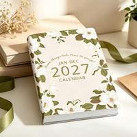 Agenda hebdomadaire et mensuel OEM Premium 2027 en anglais, français et espagnol, carnet de notes avec couverture en PU, journal avec LOGO