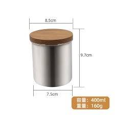 Recipiente de Almacenamiento de Metal y Madera de Gran Capacidad con Tapa de Madera y Perilla Decorativa de Hueso Dorado, Recipiente para Comida de Perro, Tarro para Servir Comida - Product Image 2