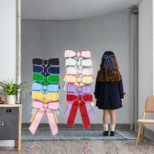 Kinderen multicolor geribbelde lint strik haarclip met golvende rand paardenstaart haarspeld eenvoudig achterhoofd accessoire gemaakt van duurzaam materiaal - Product Image 2