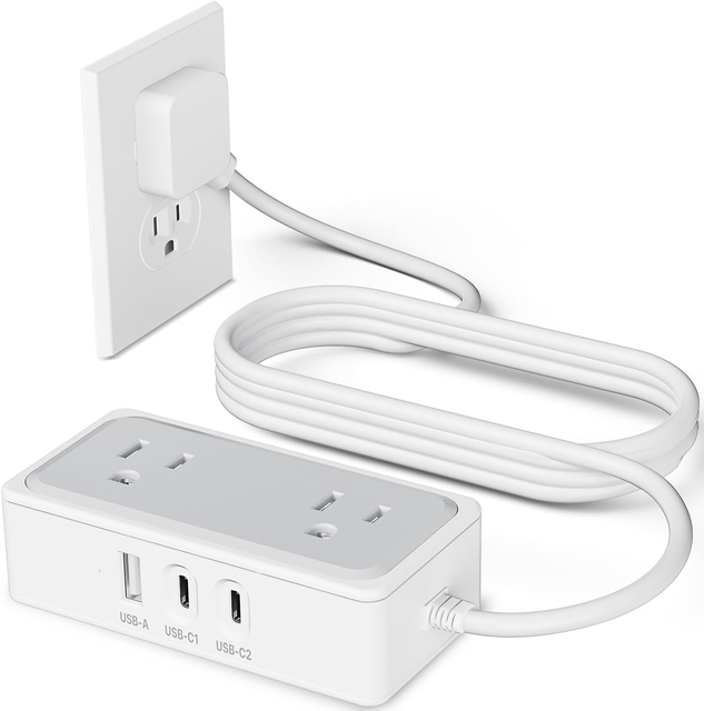 Factory Direct Wholesale 10A 2 Outlets Flat Plug USB-C Power Strip Surge Protector Space Saving Extension Socket USA ABS Copper
