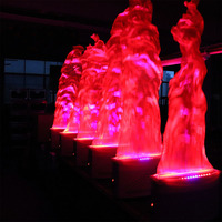 Machine à Effet de Fausse Flamme Électrique Rouge, Double Soufflerie, Tissu de Soie 1.5m, Lumière LED, Fond de Scène DJ Discothèque Fête