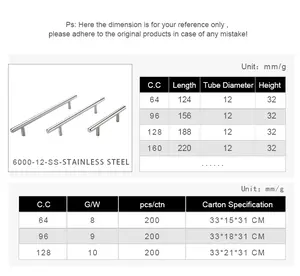 Filtaモダンデザインステンレス鋼プル家具Tバー引き出しハンドル