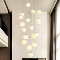 Lustre long rotatif de style nordique moderne et simple, double style, pour appartement, villa de grande hauteur, salon, étage intermédiaire