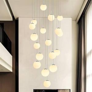 Скандинавская современная простая вращающаяся люстра для лестницы, двухъярусная, для квартиры, высотного дома, виллы, гостиной, среднего этажа - Product Image 6