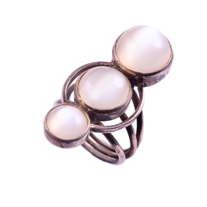 Anillo Chapado en plata blanca con piedra lunar, piedra preciosa lisa, joyería para mujer, precio mayorista, Plata de ley, natural, buena calidad - Product Image 1