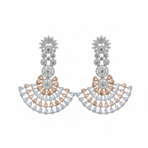 Jewelemarket <b>Silver</b> Plated Peach AD Fine <b>Dangle</b> <b>Earrings</b> - Product Image 2