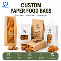 Sacs en papier kraft imprimés sur mesure avec fenêtre, qualité alimentaire, pour boulangerie, pain, biscuits, sandwichs, avec logo