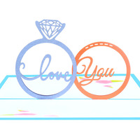 Carte de vœux créative, impression UV couleur, bague en diamant, invitation de mariage tridimensionnelle, carte 3D de bénédiction