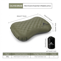 Oreiller de camping gonflable vert olive, ultraléger, pour le voyage, la randonnée, le lit et les coussins de siège