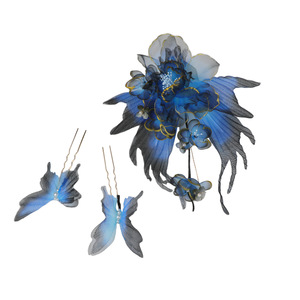 Diseño original, alas de mariposa con degradado oscuro hechas a mano con estampado en lámina dorada, tocado Hanfu, accesorio para el cabello con detalles en caliente. - Product Image 5