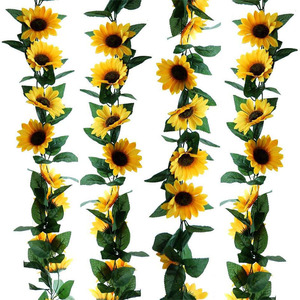 Vignes artificielles de tournesol Xinlei 100cm 200cm, bouquet de fleurs en soie pour la décoration intérieure et les accessoires de photographie en extérieur - Product Image 1