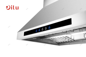 Hotte de cuisine îlot en acier inoxydable de haute qualité 90 cm avec filtre déflecteur, éclairage LED, ventilation et commande tactile, faible bruit, pour usage domestique - Product Image 2