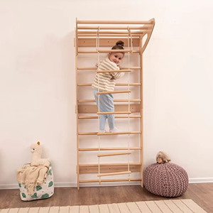 Structure d'escalade murale en bois massif, design moderne et portable, pour aire de jeux intérieure, écologique, durable et sécurisée, pour école et salon - Product Image 3
