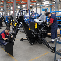 Aksesoris Backhoe Traktor Kompak LW-5 15-25HP PTO Hidrolik 3 Titik Hitch Backhoe Loader untuk Penggunaan Pertanian